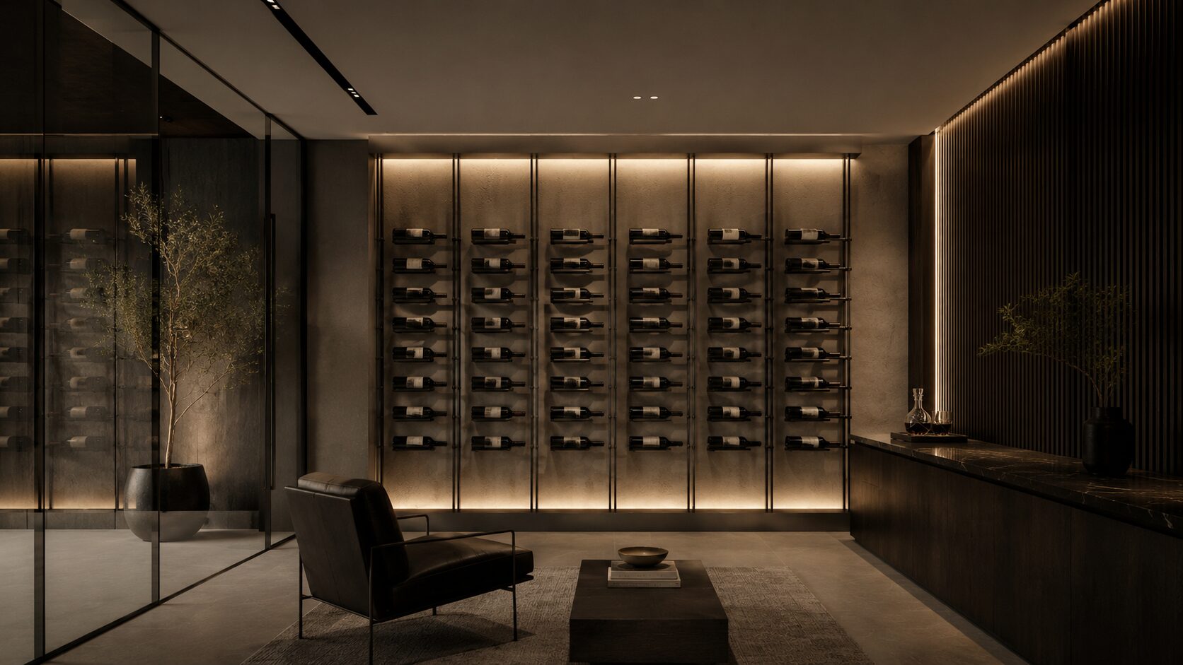 The cellar, in travertine