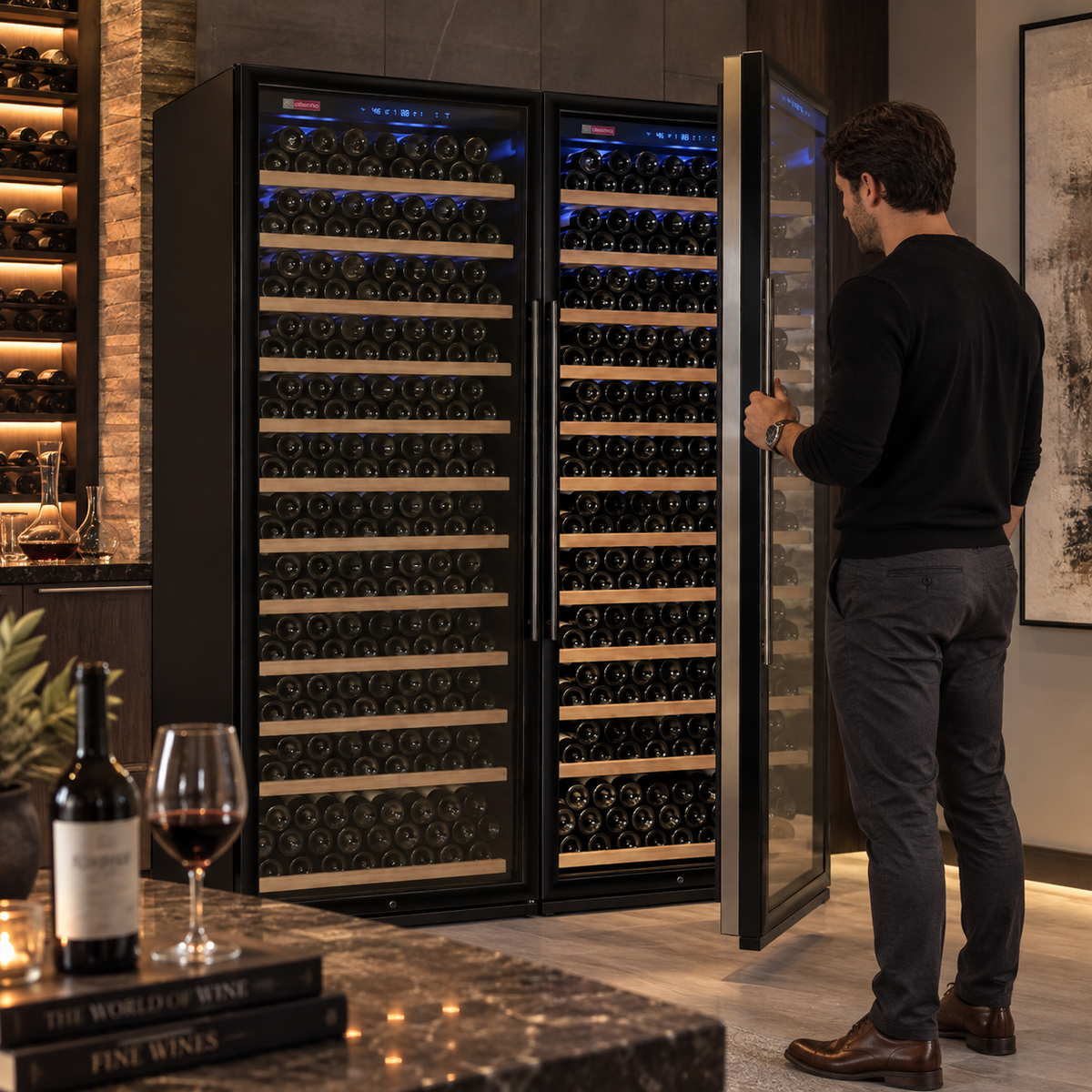 Allavino Vite Series 610 Bottle Dual Zone Side-by-Side Wine Refrigerator, Black