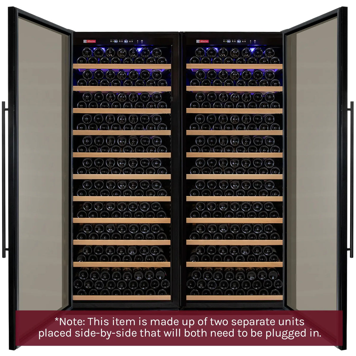 Allavino Vite Series 610 Bottle Dual Zone Side-by-Side Wine Refrigerator, Black