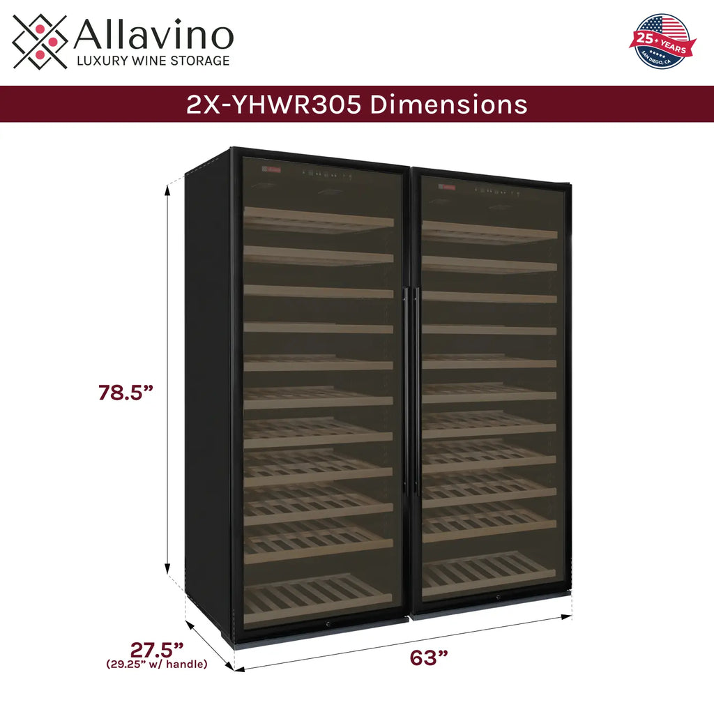 Allavino Vite Series 610 Bottle Dual Zone Side-by-Side Wine Refrigerator, Black