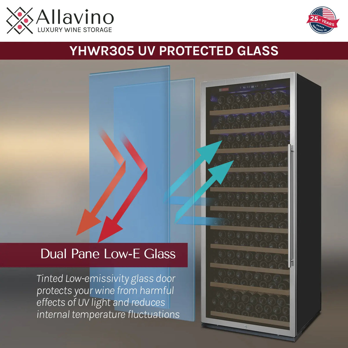Allavino Vite Series 610 Bottle Dual Zone Side-by-Side Wine Refrigerator, Stainless Steel