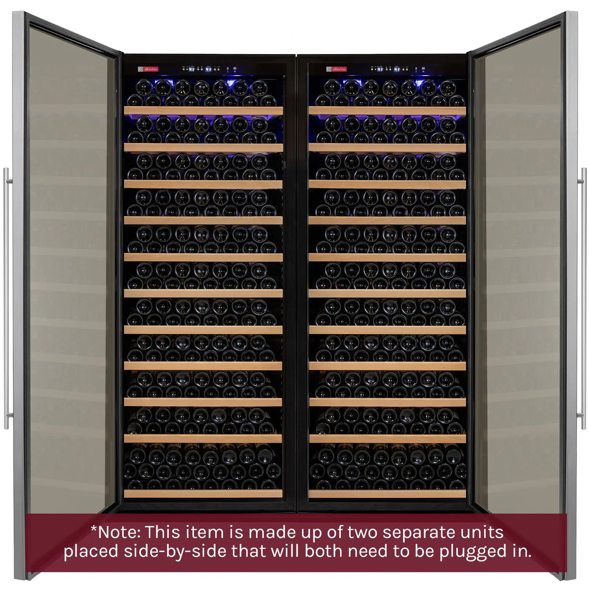 Allavino Vite Series 610 Bottle Dual Zone Side-by-Side Wine Refrigerator, Stainless Steel