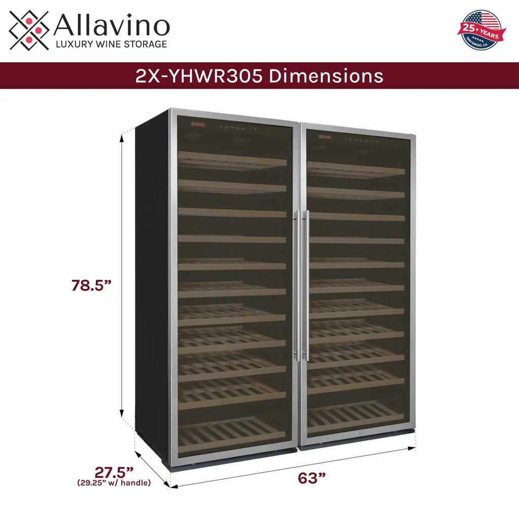 Allavino Vite Series 610 Bottle Dual Zone Side-by-Side Wine Refrigerator, Stainless Steel