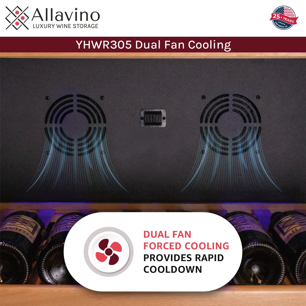 Allavino Vite Series 610 Bottle Dual Zone Side-by-Side Wine Refrigerator, Stainless Steel