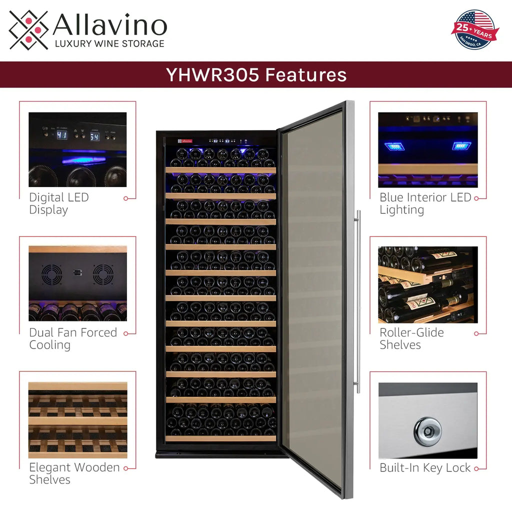 Allavino Vite Series 610 Bottle Dual Zone Side-by-Side Wine Refrigerator, Stainless Steel