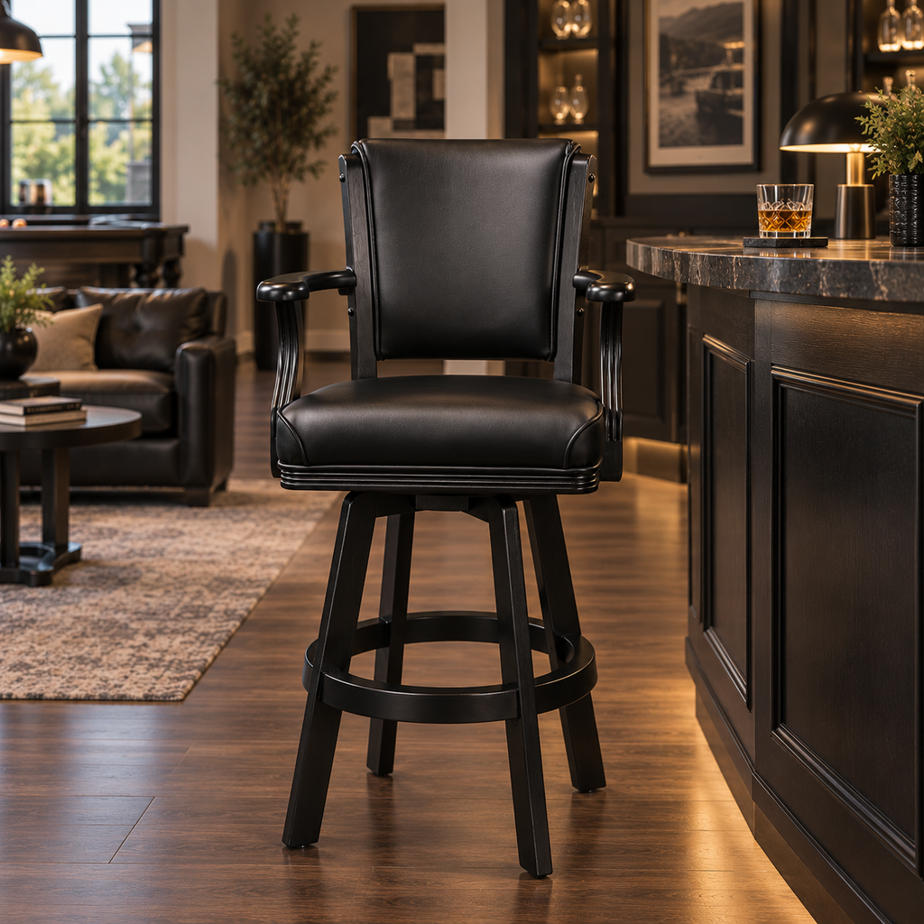 RAM Game Room Solid Wood Swivel Barstool with Arms 30"