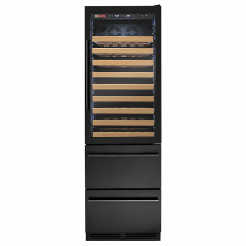 Allavino 108 Bottle Black Wine Refrigerator with Two Refrigerated Drawers