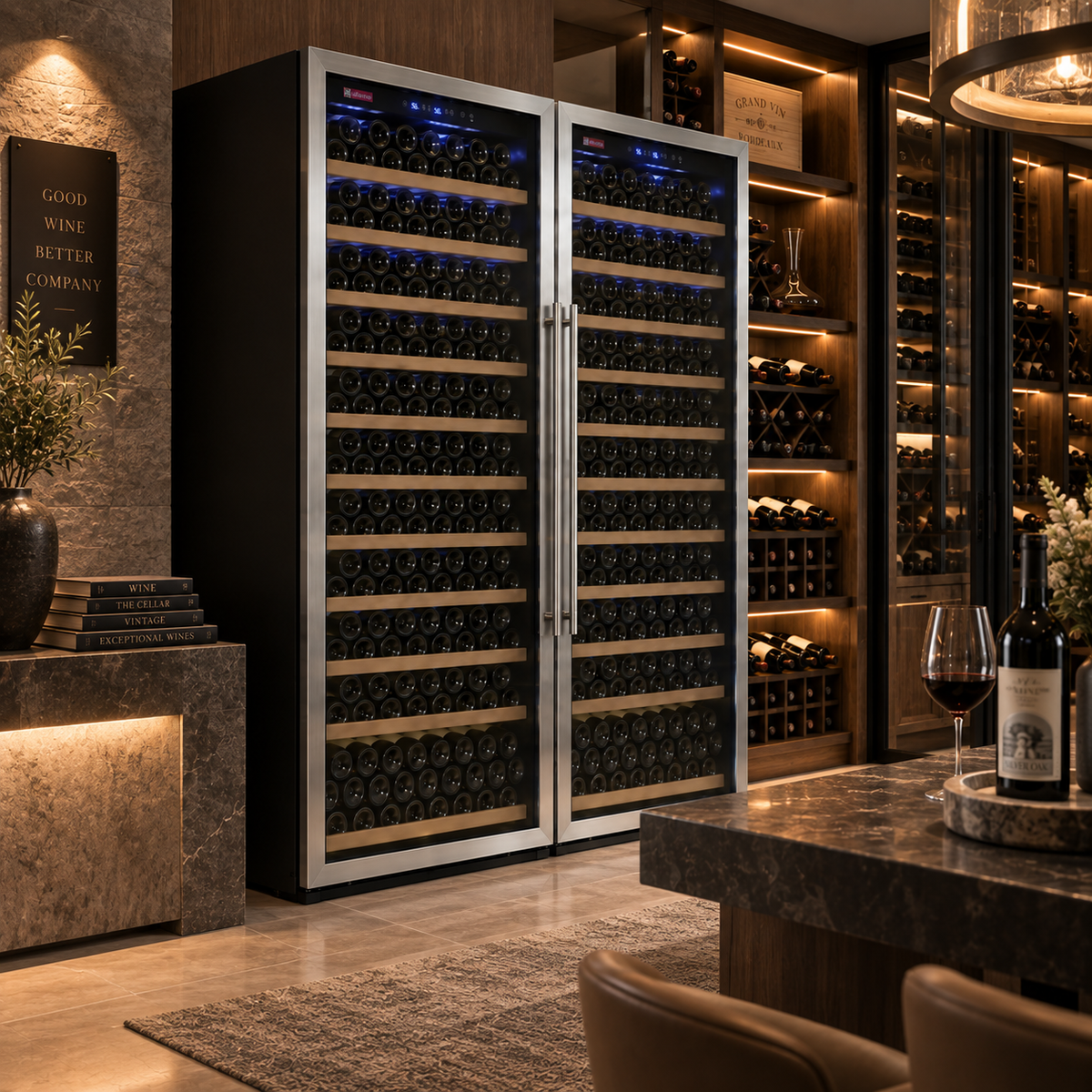 Allavino Vite Series 610 Bottle Dual Zone Side-by-Side Wine Refrigerator, Stainless Steel