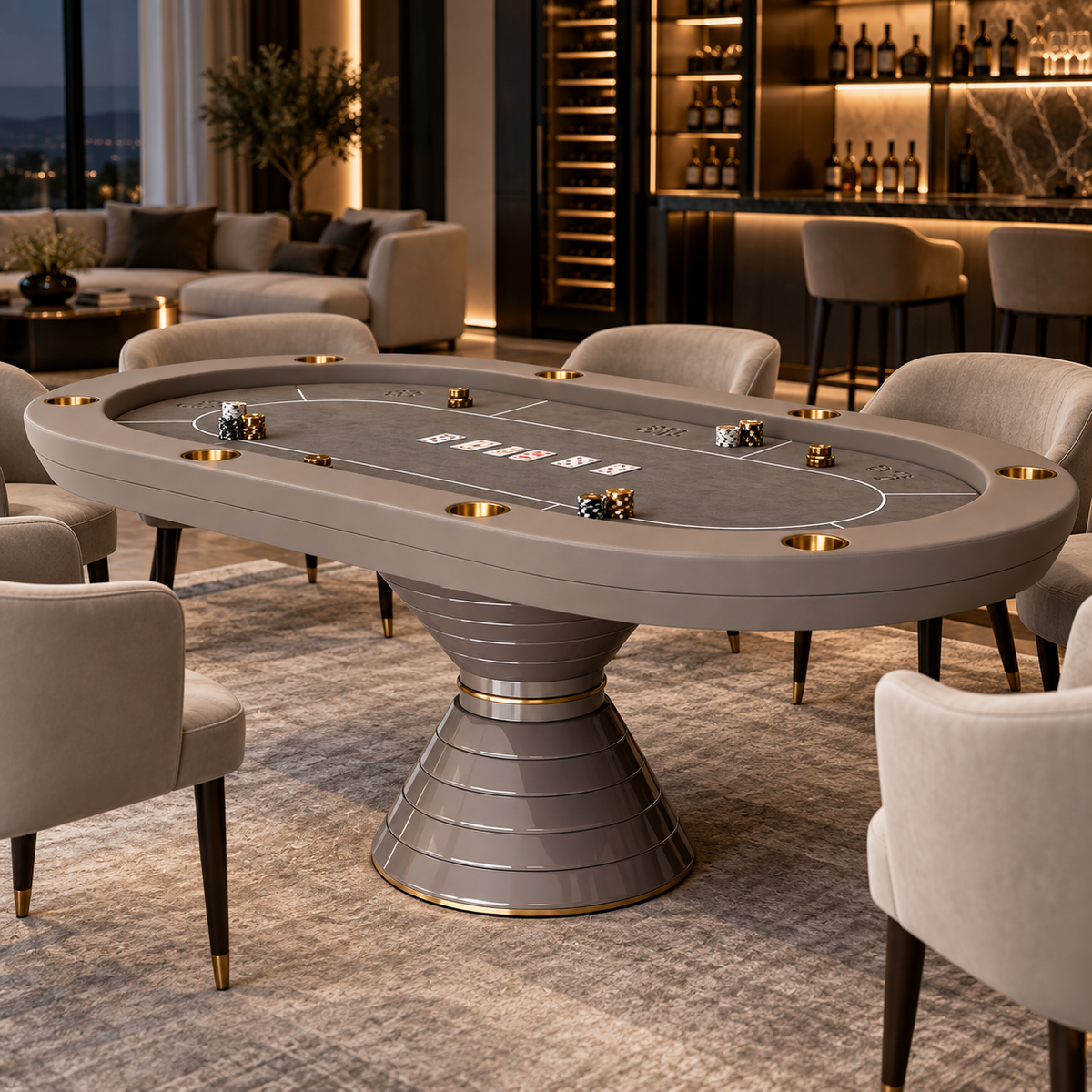 Billiards 147 Convera Ten-Player Poker Table, Gray