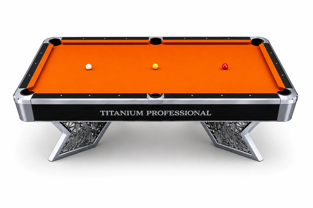 Sapelli Titanium Professional 304 Quality Billiard Table Front View