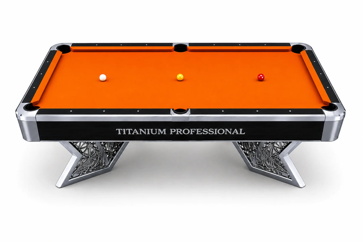 Sapelli Titanium Professional 304 Quality Billiard Table Front View