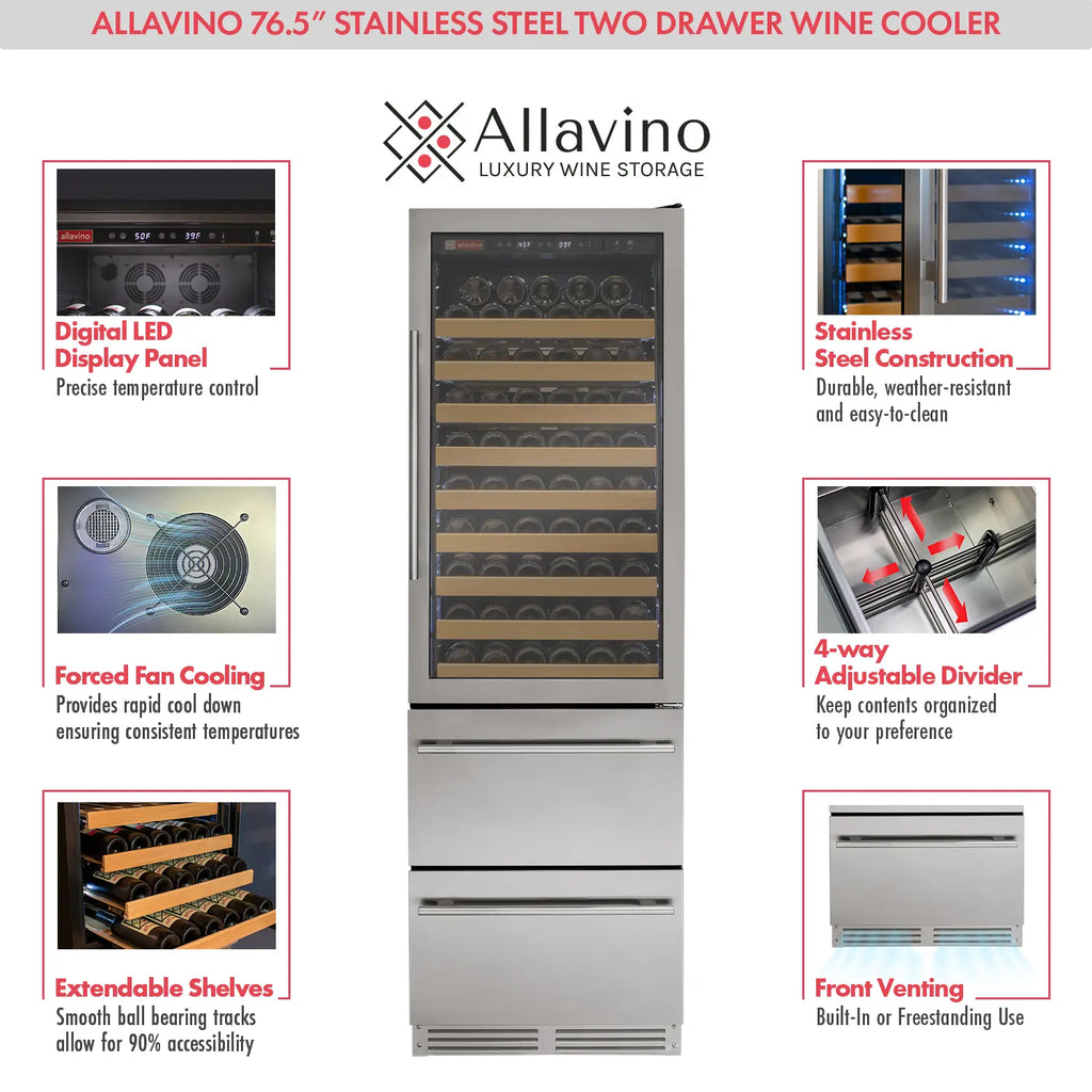 Allavino 108 Bottle Stainless Steel Wine Refrigerator