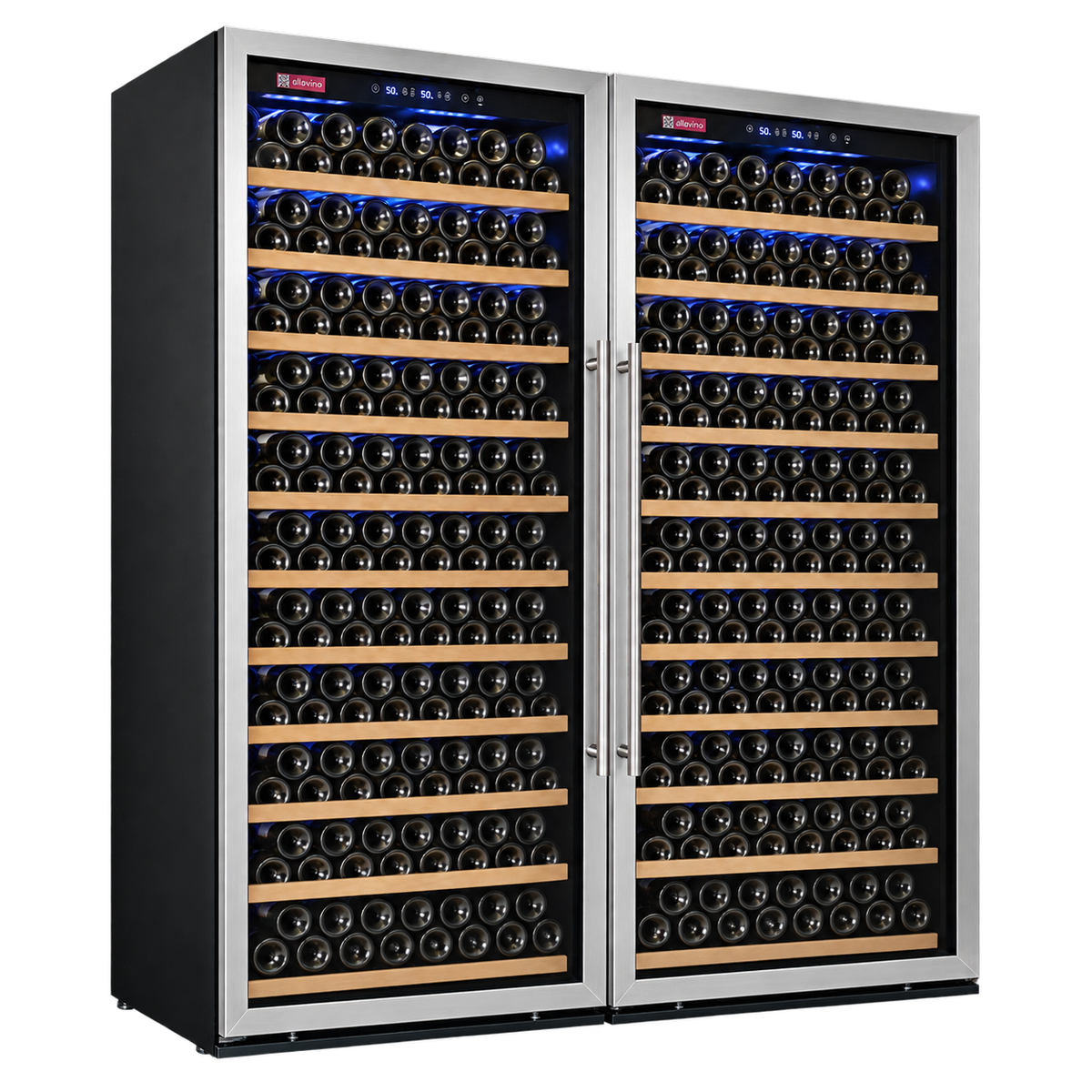 Allavino Vite Series 610 Bottle Dual Zone Side-by-Side Wine Refrigerator, Stainless Steel