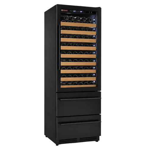 Allavino 108 Bottle Black Wine Refrigerator with Two Refrigerated Drawers