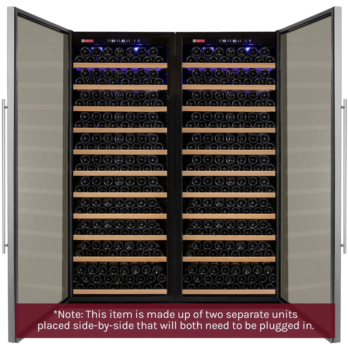 Allavino Vite Series 610 Bottle Dual Zone Side-by-Side Wine Refrigerator, Stainless Steel