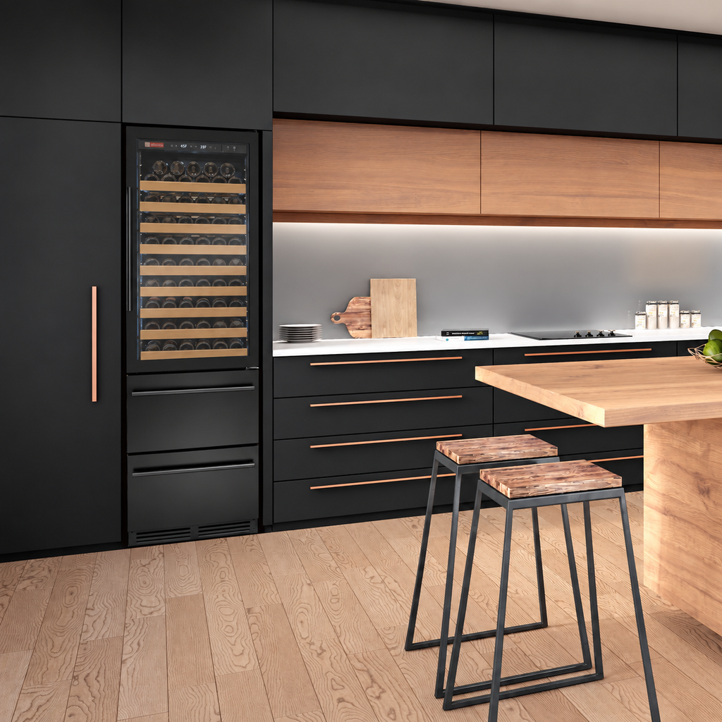 Allavino 108 Bottle Black Wine Refrigerator with Two Refrigerated Drawers
