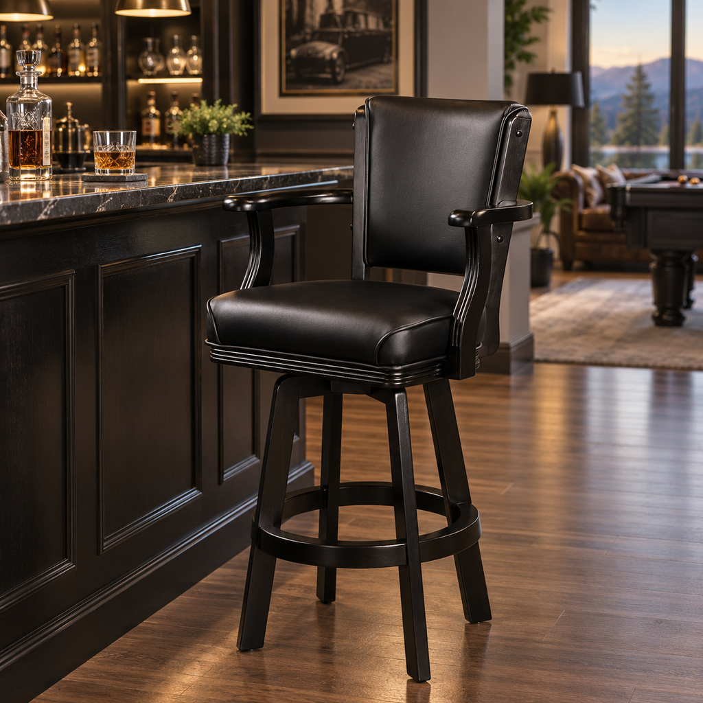 RAM Game Room Solid Wood Swivel Barstool with Arms 30"